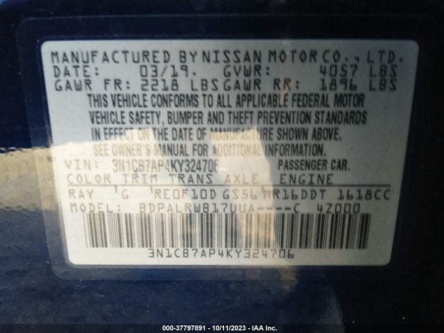 3N1CB7AP4KY324706 Nissan Sentra Sr Turbo