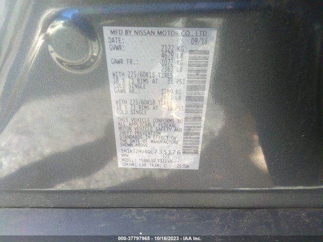 Nissan Rogue Sl 2016 5N1AT2MV4GC735176 Image 9