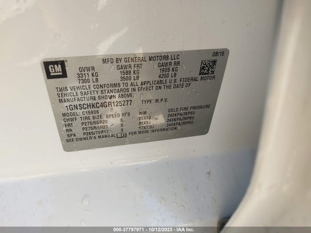 Chevrolet Suburban Lt 2016 1GNSCHKC4GR125277 Image 9