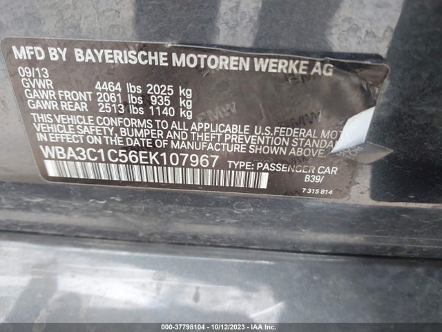 BMW 328I 2014 WBA3C1C56EK107967 Image 9