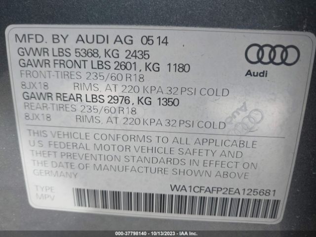 WA1CFAFP2EA125681 Audi Q5 PREMIUM