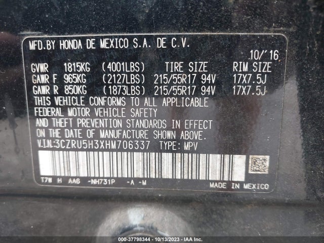 Honda HR-V LX 2017 3CZRU5H3XHM706337 Image 9