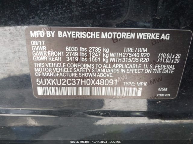 5UXKU2C37H0X48091 BMW X6 Xdrive35i