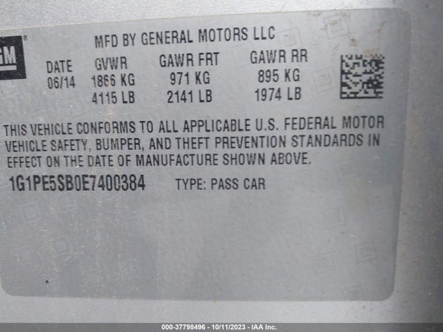 Chevrolet Cruze 2lt 2014 1G1PE5SB0E7400384 Image 9