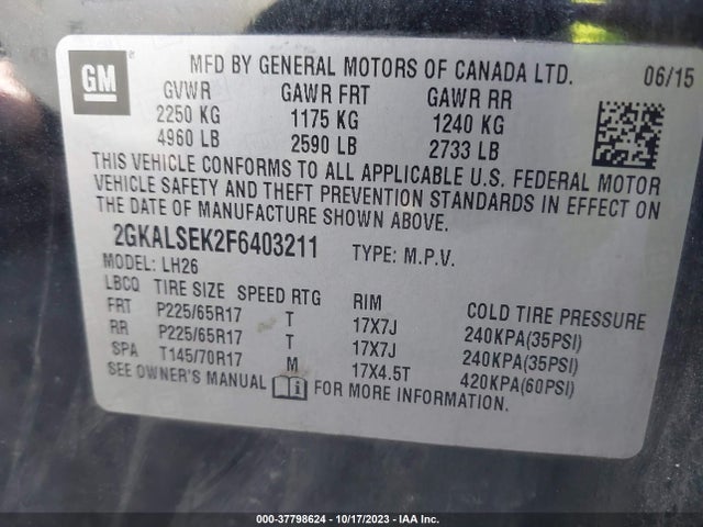 GMC Terrain Slt 2015 2GKALSEK2F6403211 Image 9