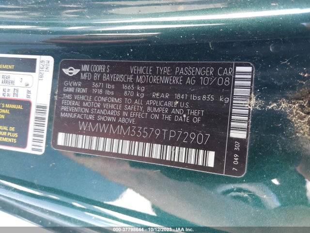 2009 MINI COOPER CLUBMAN WMWMM33579TP72907 Photo 8