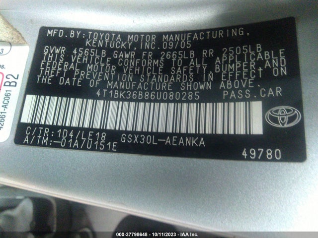 2006 TOYOTA AVALON 4T1BK36B86U080285 Photo 8