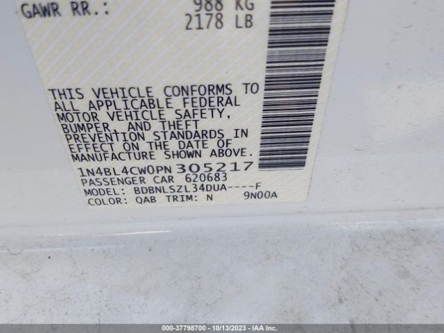 1N4BL4CW0PN305217 Nissan Altima 2.5 Sr