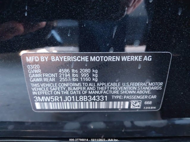 3MW5R1J01L8B34331 BMW 3 Series 330i