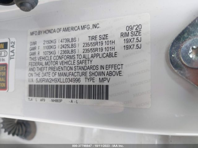 5J6RW2H9XLL034996 Honda Cr-v Touring