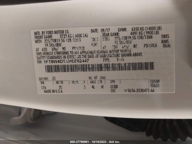 2017 Ford F-450, VIN: 1FT8W4DTXHEE62447