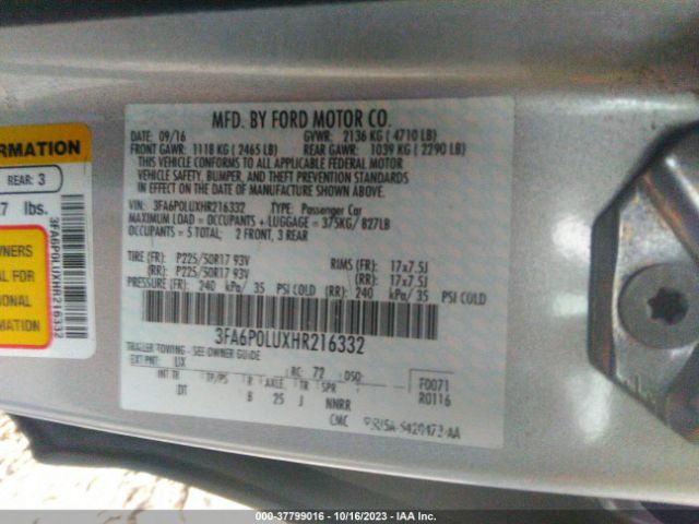 2017 FORD FUSION 3FA6P0LUXHR216332 Photo 8