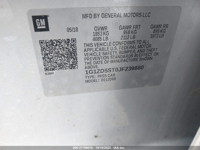 Chevrolet MALIBU LT 2018 1G1ZD5ST0JF239880 Image 9