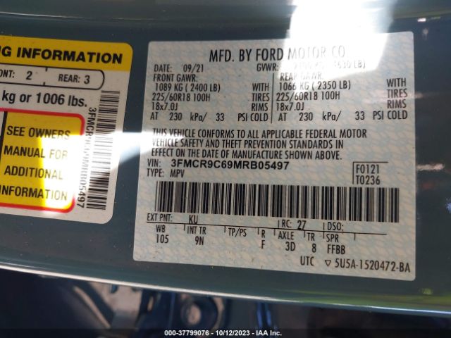 3FMCR9C69MRB05497 Ford Bronco Sport Outer Banks