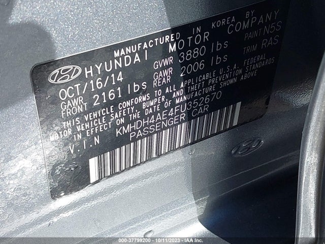 2015 HYUNDAI ELANTRA SE VIN: KMHDH4AE4FU352670