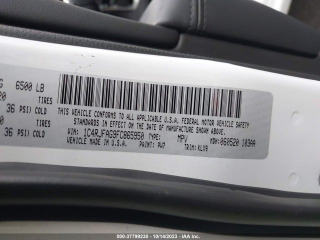 2015 JEEP GRAND CHEROKEE ALTITUDE VIN: 1C4RJFAG9FC865950