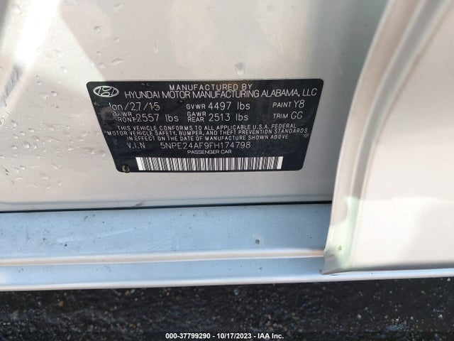 Hyundai Sonata 2.4l Se 2015 5NPE24AF9FH174798 Image 9