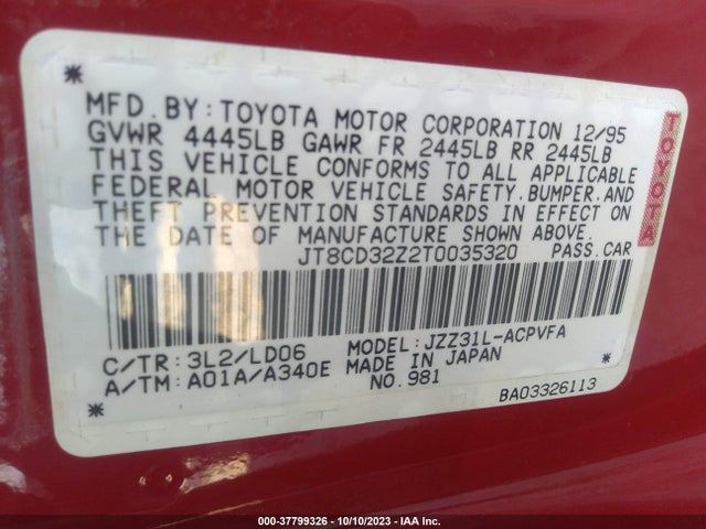 1996 LEXUS SC 300 VIN: JT8CD32Z2T0035320