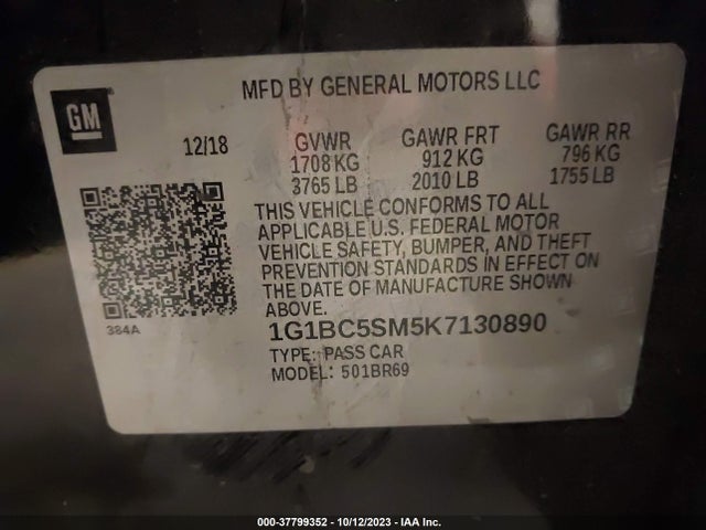 Chevrolet CRUZE LS 2019 1G1BC5SM5K7130890 Image 9
