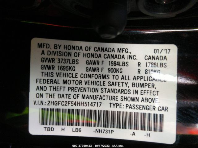 2HGFC2F54HH514717 Honda Civic Sedan Lx