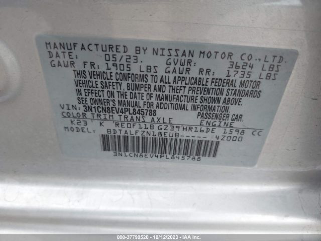 3N1CN8EV4PL845788 Nissan VERSA SV