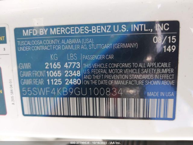 55SWF4KB9GU100834 Mercedes-Benz C-class C 300