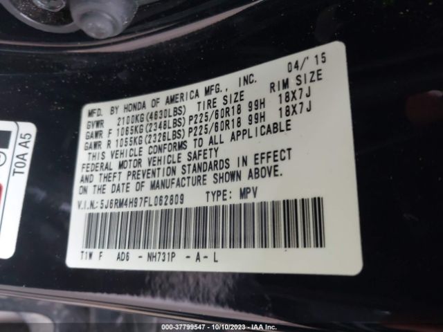 5J6RM4H97FL062809 Honda Cr-v Touring