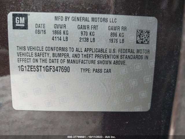 Chevrolet MALIBU LT 2016 1G1ZE5ST1GF347690 Image 9