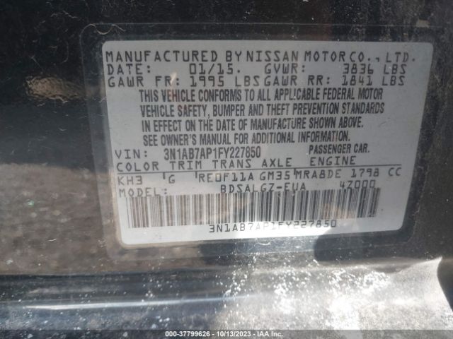 3N1AB7AP1FY227850 Nissan SENTRA SL