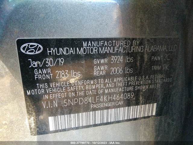 Hyundai ELANTRA SEL 2019 5NPD84LF4KH464089 Image 9