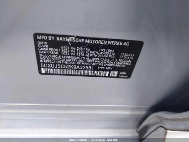 5UXUJ5C52K9A32581 BMW X4 M40i