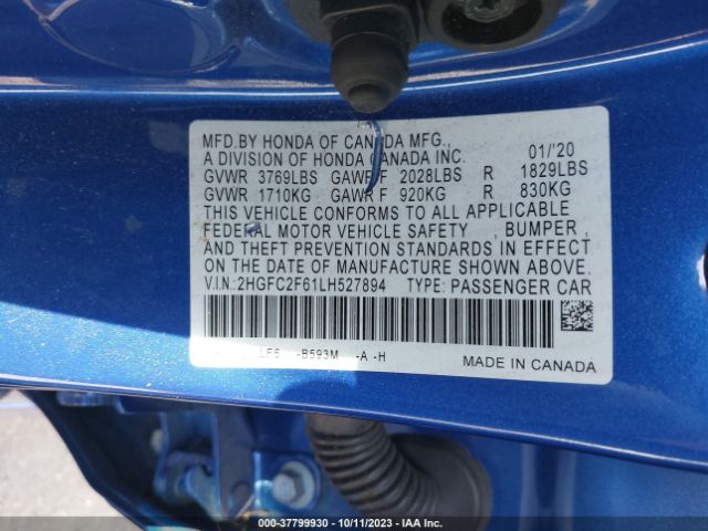 2HGFC2F61LH527894 Honda Civic Sedan Lx