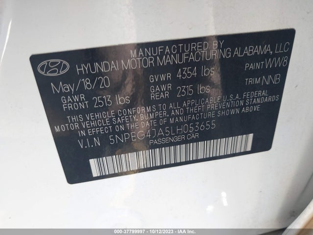 Hyundai SONATA SE 2020 5NPEG4JA5LH053655 Image 9