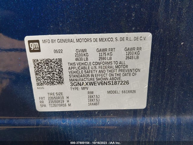 Chevrolet EQUINOX RS 2022 3GNAXWEV6NS187226 Image 9