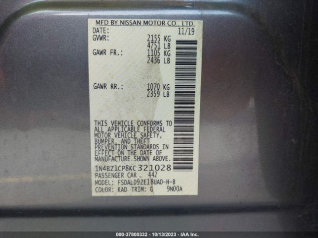 1N4BZ1CP8KC321028 Nissan Leaf Sv Plus