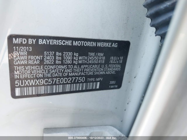 BMW X3 Xdrive28i 2014 5UXWX9C57E0D27750 Image 9