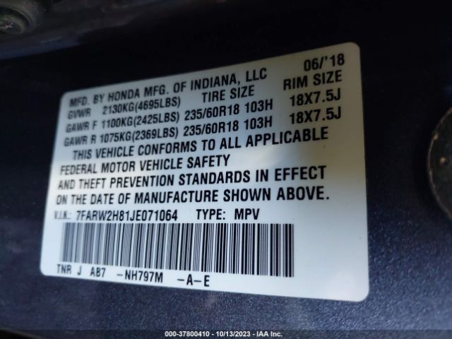 7FARW2H81JE071064 Honda Cr-v Ex-l