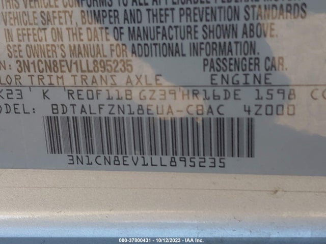 Nissan VERSA SV 2020 3N1CN8EV1LL895235 Image 9