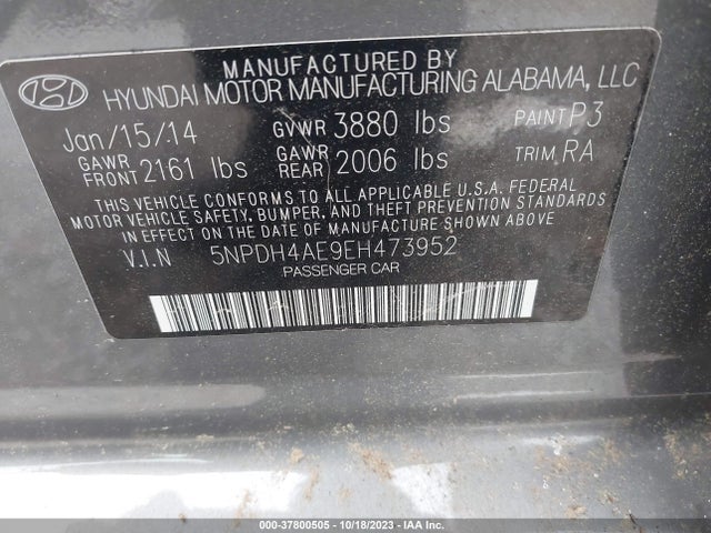 Hyundai ELANTRA SE 2014 5NPDH4AE9EH473952 Image 9