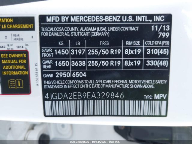 4JGDA2EB9EA329846 Mercedes-Benz M-class Ml 350 Bluetec