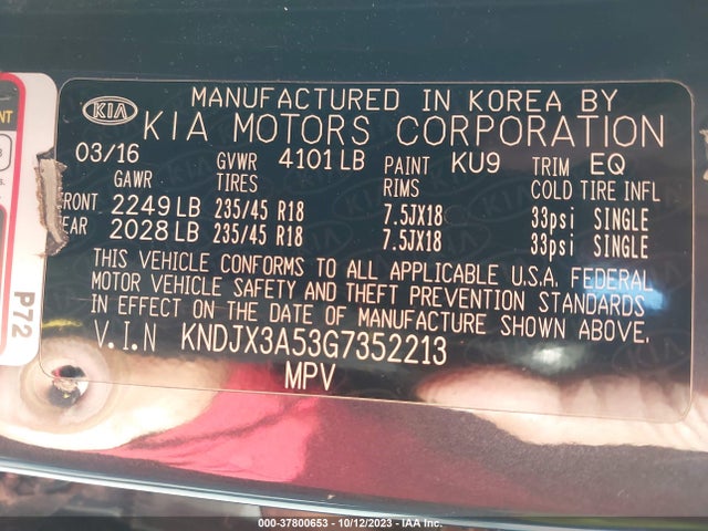 KIA Soul ! 2016 KNDJX3A53G7352213 Image 9