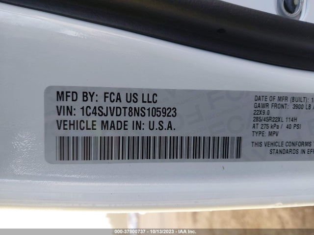 1C4SJVDT8NS105923 Jeep Wagoneer Series Iii