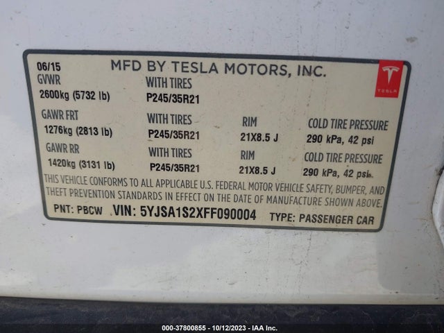 5YJSA1S2XFF090004 Tesla Model S 85d/70d/90d/p90d