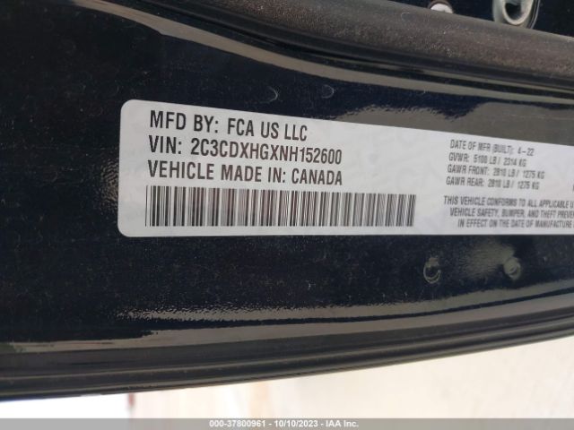 2C3CDXHGXNH152600 Dodge CHARGER GT