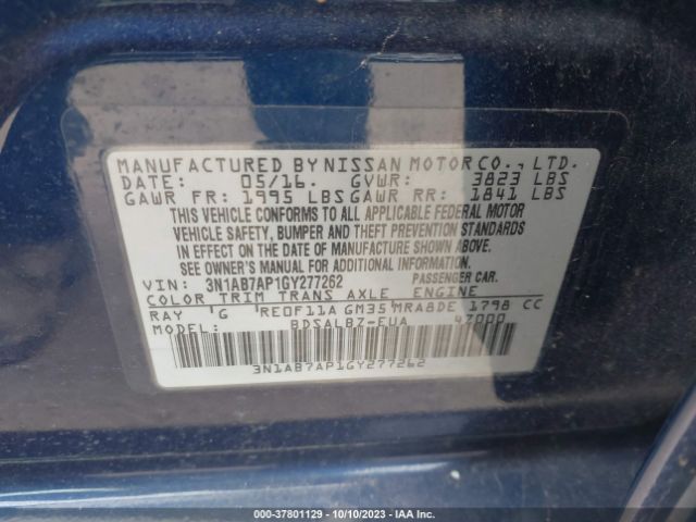 3N1AB7AP1GY277262 Nissan SENTRA S