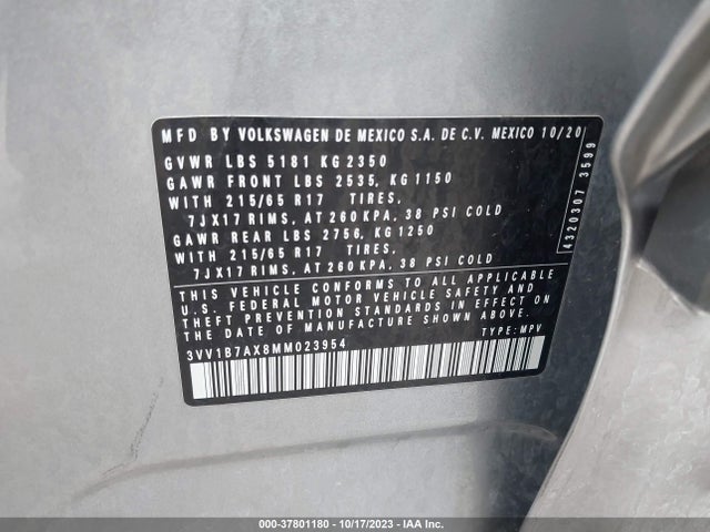 3VV1B7AX8MM023954 Volkswagen TIGUAN S