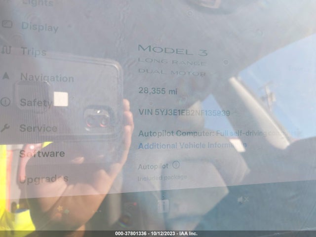 5YJ3E1EB2NF135939 Tesla Model 3 Long Range