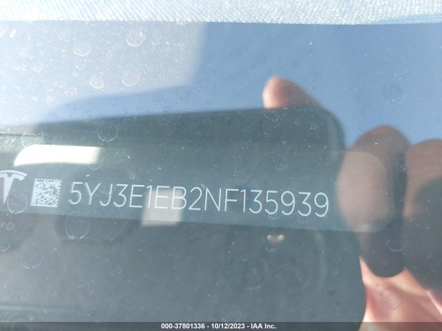 5YJ3E1EB2NF135939 Tesla Model 3 Long Range