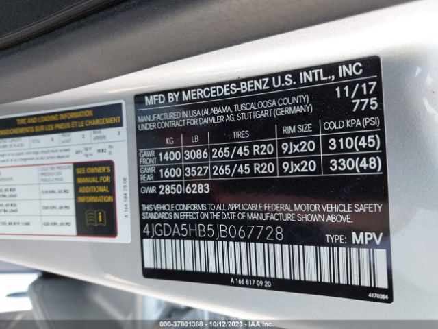 4JGDA5HB5JB067728 Mercedes-Benz GLE