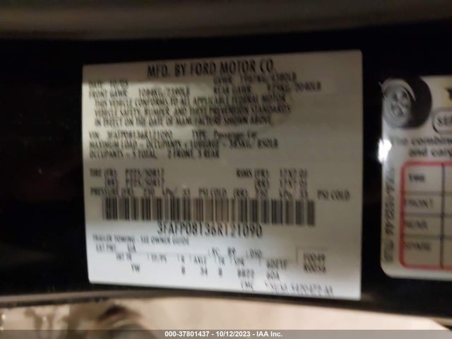 2006 FORD FUSION SEL VIN: 3FAFP08136R121090